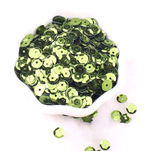6000 Stück Durchmesser 6mm Pailletten,Pailletten zum Basteln,Lose Pailletten Sequin mit Loch,für DIY Nähen Basteln Kunsthandwerk Schmuckherstellung Kleidungsdekoration Nagelkunst,Olivgrün von Wambere