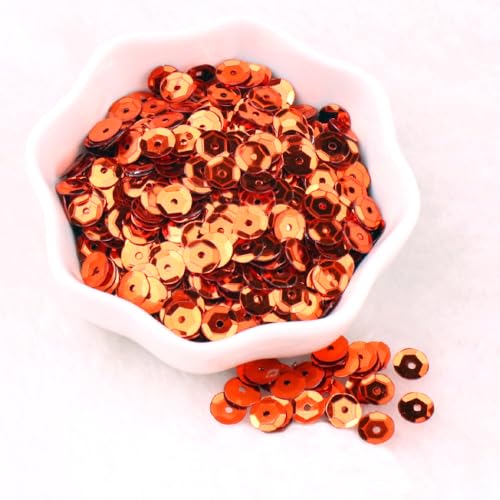 6000 Stück Pailletten Durchmesser 6mm zum Basteln, Lose Sequin Mit Loch für DIY Nähen, Kunsthandwerk, Schmuckherstellung, Kleidungsdekoration, Nagelkunst - Orange von Wambere