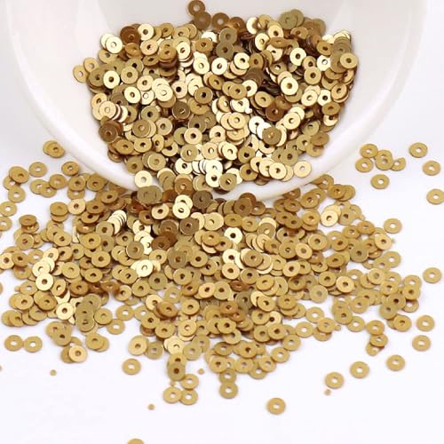 6000 Stück Pailetten kit paietten Pailletten basteln Lose Pailletten Cup Schillernde Spangles für DIY Kunsthandwerk Herstellung Nähen Aufkleben Auffädeln Glänzende Dekorative Hochzeit 3 mm,Gold von Wambere