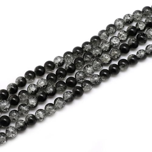 65 Stück 6mm Glasperlen Edelstein Perlen Rund Edelsteine,zum Auffädeln Steine für Armbänder Ohrringe Kleidung Basteln Machen Crafting Runden Gebohrt Handwerk Dekor DIY,Schwarz von Wambere