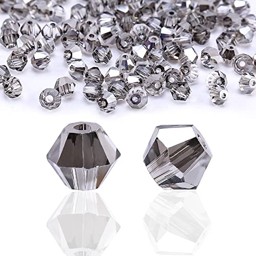 720 Stück 4mm Kristall Glas Perlen Facettierte Glasperle Kügelchen Bunte Glasperlen Runde Kunstperlen Mehrfarbig Sortierte Perlen Gemischt Bastelperlen für Handwerk Armband Schmuck,Dunkelgrau von Wambere