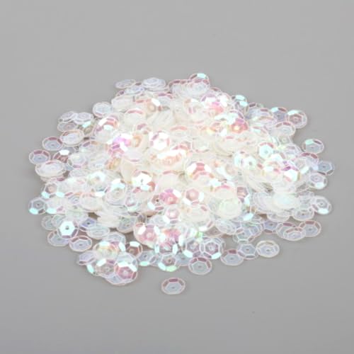 7200 Stück Durchmesser 6mm Pailletten,Lose Pailletten Sequin mit Loch,Pailletten zum Basteln,für Nähen DIY Basteln Kunsthandwerk Nagelkunst Schmuckherstellung Kleidungsdekoration,Weiß A von Wambere