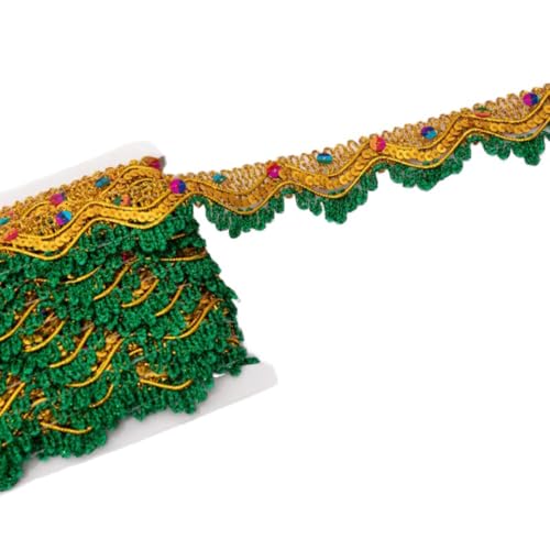 8.5m x 3.5cm Paillettenspitze Paillettenband Glänzende Geflochten Spitzenband Spitzenbordüre Spitzenborte Dekoband Zierband Paillettenbänder für DIY Handwerk Kleidungsdekoration,Grün von Wambere