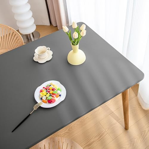 All Inclusive Tischdecken Rechteckige PU Tischdecke wasserdichte Tischabdeckung Tischmatte rutschfest Tischauflage Tischschutzmatte Abwischbare Tischdecken Tischdekoration,Grau,80x130cm von Wambere