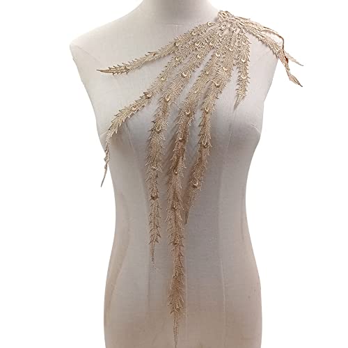 Bestickte Phönixschwanz Kragen Applikation,Stickerei Patch Phönixschwanz Applique Patches Einsatzkragen für Nähen Handwerk Kostüm Hochzeitskleid Brautkleid Deko,Bronze Bestickte Phönixschwanz Kragen Applikation,Stickerei Patch Phönixschwanz Applique Patches Einsatzkragen für Nähen Handwerk Kostüm Hochzeitskleid Brautkleid Deko,Bronze von Wambere