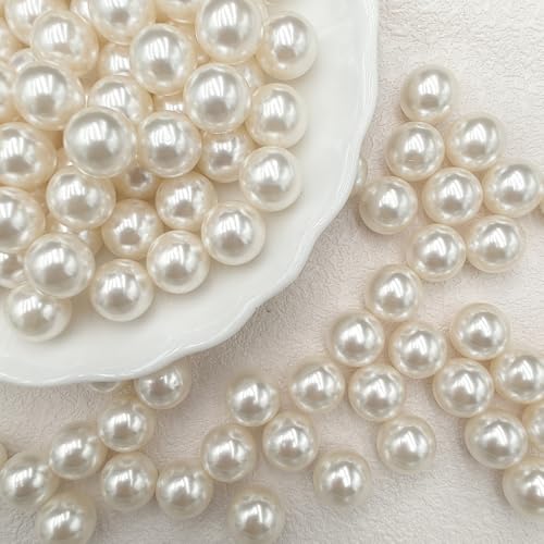 Ca. 100g ABS Perlen Ca. 24 Stück 20mm Nicht Poröse Perlen Abstandsperlen Bastelperlen Künstliche Perlen Lose Perlen Zwischenperlen für DIY Handwerk Vasenfüllung Schmuckherstellung,Beige von Wambere