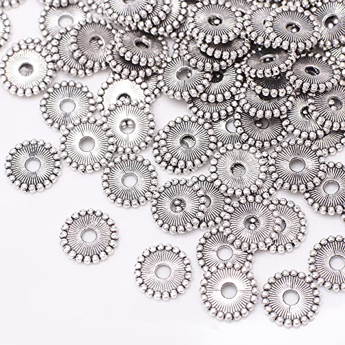 Ca.100 Stück Zwischenperlen,Antik Silber European Beads Metallperlen Perlenkappen Perlen für Armbänder zum Basteln Bastelperlen Set mit Loch zum Auffädeln Schmuckzubehör,Silber AB Ca.100 Stück Zwischenperlen,Antik Silber European Beads Metallperlen Perlenkappen Perlen für Armbänder zum Basteln Bastelperlen Set mit Loch zum Auffädeln Schmuckzubehör,Silber AB von Wambere