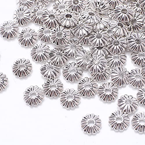 Ca.100 Stück Zwischenperlen,Antik Silber European Beads Metallperlen Perlenkappen Perlen für Armbänder zum Basteln Bastelperlen Set mit Loch zum Auffädeln Schmuckzubehör,Silber C Ca.100 Stück Zwischenperlen,Antik Silber European Beads Metallperlen Perlenkappen Perlen für Armbänder zum Basteln Bastelperlen Set mit Loch zum Auffädeln Schmuckzubehör,Silber C von Wambere