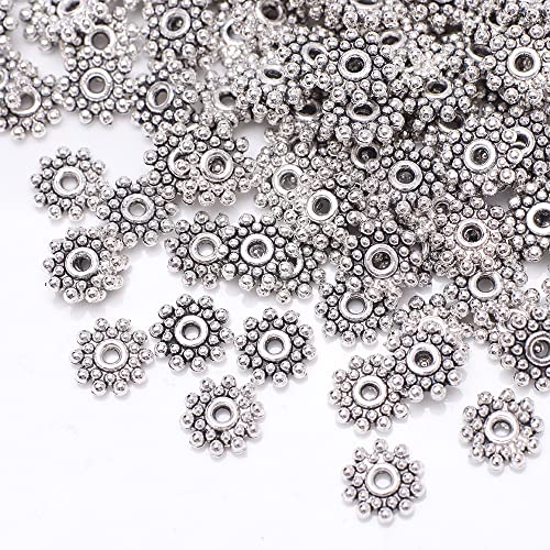 Ca.100 Stück Zwischenperlen,Antik Silber European Beads Metallperlen Perlenkappen Perlen für Armbänder zum Basteln Bastelperlen Set mit Loch zum Auffädeln Schmuckzubehör,Silber F Ca.100 Stück Zwischenperlen,Antik Silber European Beads Metallperlen Perlenkappen Perlen für Armbänder zum Basteln Bastelperlen Set mit Loch zum Auffädeln Schmuckzubehör,Silber F von Wambere
