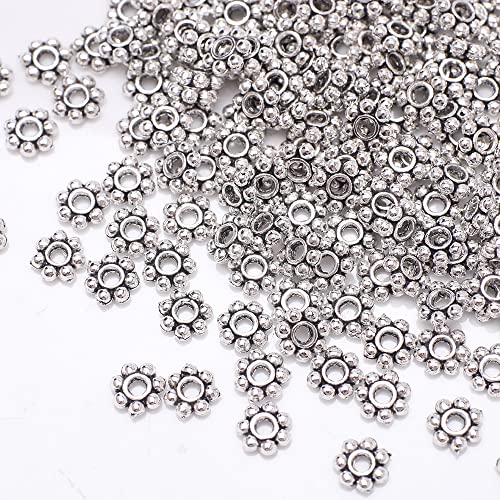 Ca.100 Stück Zwischenperlen,Antik Silber European Beads Metallperlen Perlenkappen Perlen für Armbänder zum Basteln Bastelperlen Set mit Loch zum Auffädeln Schmuckzubehör,Silber L Ca.100 Stück Zwischenperlen,Antik Silber European Beads Metallperlen Perlenkappen Perlen für Armbänder zum Basteln Bastelperlen Set mit Loch zum Auffädeln Schmuckzubehör,Silber L von Wambere