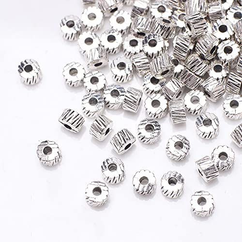 Ca.100 Stück Zwischenperlen,Antik Silber European Beads Metallperlen Perlenkappen Perlen für Armbänder zum Basteln Bastelperlen Set mit Loch zum Auffädeln Schmuckzubehör,Silber U von Wambere