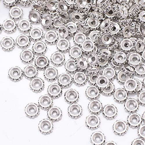 Ca.100 Stück Zwischenperlen,Antik Silber European Beads Metallperlen Perlenkappen Perlen für Armbänder zum Basteln Bastelperlen Set mit Loch zum Auffädeln Schmuckzubehör,Silber Z Ca.100 Stück Zwischenperlen,Antik Silber European Beads Metallperlen Perlenkappen Perlen für Armbänder zum Basteln Bastelperlen Set mit Loch zum Auffädeln Schmuckzubehör,Silber Z von Wambere