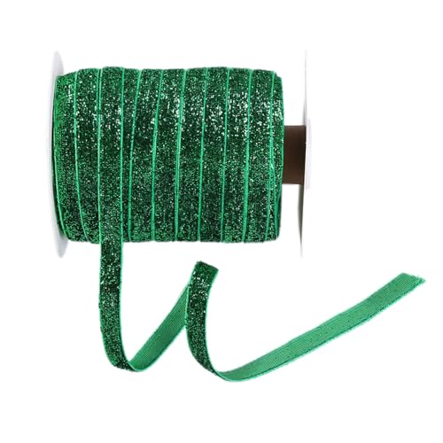 Glitzer Samtband Geschenkband Schleifenband Bogenband Dekoband für DIY Handwerk Geschenkverpackung Haarschmuck Hochzeit Party Weihnachten Geburtstag Dekorieren,Weihnachtsgrün,10mm x 50Yards Glitzer Samtband Geschenkband Schleifenband Bogenband Dekoband für DIY Handwerk Geschenkverpackung Haarschmuck Hochzeit Party Weihnachten Geburtstag Dekorieren,Weihnachtsgrün,10mm x 50Yards von Wambere