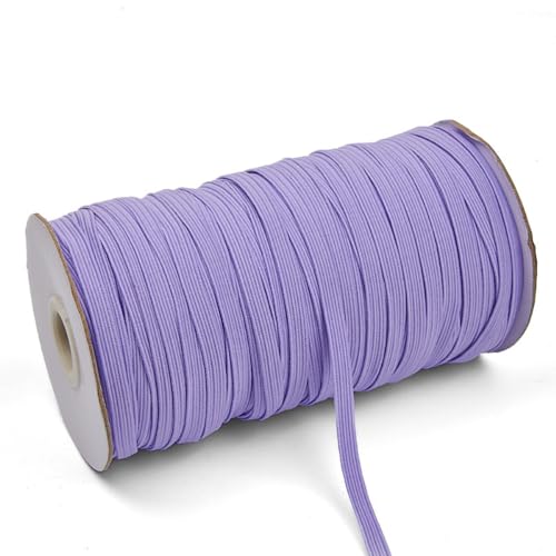 Gummiband Elastisches Band,Gummiband zum Nähen Flaches Gummiband Gummizug Einfassband Elastic Band Elastisches Farbband für DIY Handwerk Basteln Kleidungsdekoration,Helles Lila,6mmx90m von Wambere
