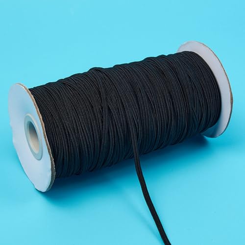 Gummiband Elastisches Band,Gummiband zum Nähen Flaches Gummiband Gummizug Einfassband Elastic Band Elastisches Farbband für DIY Handwerk Basteln Kleidungsdekoration,Schwarz,3mmx180m von Wambere