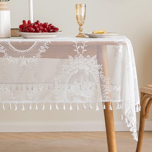 Tischdecke Rechteckige Abwaschbar Tischtuch Quaste Tischdecke 135x220cm Wasserabweisend Tafeldecke Tischwäsche Fleckschutz für Hochzeit Party Gartentisch,Weiß A Tischdecke Rechteckige Abwaschbar Tischtuch Quaste Tischdecke 135x220cm Wasserabweisend Tafeldecke Tischwäsche Fleckschutz für Hochzeit Party Gartentisch,Weiß A von Wambere