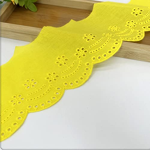 Vintage Hohle Stickerei Baumwolle Spitzenband Dekoband Zierband Spitzenstoff Spitzenborte Häkel-Borte für Nähen Handwerk Weihnachtsdekoration Hochzeit Vorhang Deko Geschenkbox 10cmx2Yards,Gelb von Wambere