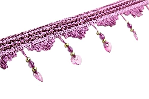 Wambere 1 M 7cm Herzförmige Perlenspitze Quastenbesatz Vorhang Zubehör Fransenborte Spitzenband Quastenspitze für DIY Nähdekoration Tischdekoration Hochzeit Party Festival Kleidung Dekoration,Lila von Wambere