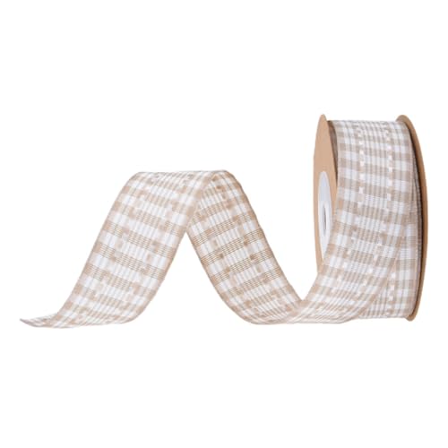 Wambere 1 Rollen 6 Yards 25mm Karoband, Geschenkband Schleifenband Dekoband zum Verzieren & Basteln,Stoffband für Band Brautstrauß Hochzeitsdekoration Satinband,Beige Wambere 1 Rollen 6 Yards 25mm Karoband, Geschenkband Schleifenband Dekoband zum Verzieren & Basteln,Stoffband für Band Brautstrauß Hochzeitsdekoration Satinband,Beige von Wambere