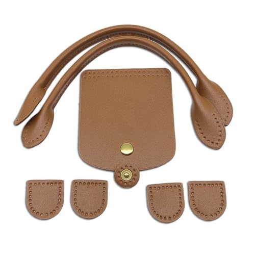 Wambere 1 Satz DIY-Taschenzubehör,PU Taschengriffe Leder Schultergurte,PU Leder Boden Tasche,Taschenboden zum Häkeln Taschenboden,Handtasche Taschen,Kunstleder Boden Tasche,Leichter Kaffee von Wambere
