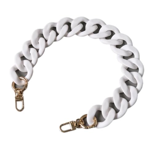 Wambere 1 Stück 45cm Acryl Taschenkette Beutelkette Schulterriemen Kette Trageriemen Bag Chain Tasche Kettenriemen mit Metallschnallen für DIY Taschenzubehör Geldbörsen Handtasche Ersatzkett,Weiß von Wambere