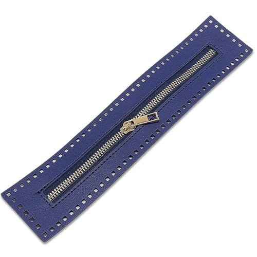 Wambere 1 Stück 5.5 x 27 cm Lederreißverschluss,Reißverschluss,Nähzubehör,Gepäckreißverschluss,Hardware Zubehör,Zipper mit Nadelfadenloch,Lederwaren,Wendereißverschluss aus Leder,Blau von Wambere