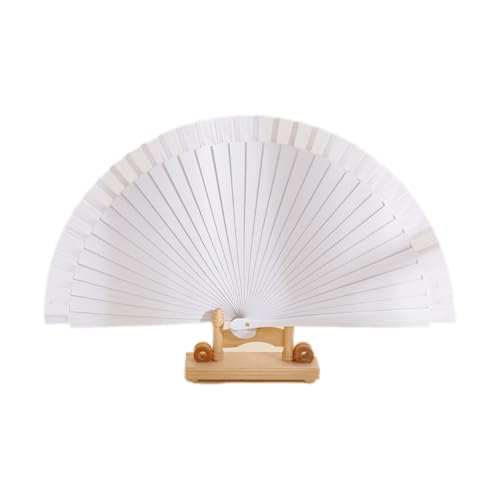 Wambere 1 Stück Faltfächer aus Holz Handfächer Holzfächer Chinesische Handfächer Faltventilator Deko Fächer Holz Handheld Folding Fans Für Hochzeiten Geburtstage Bühnenperformance,Weiß von Wambere