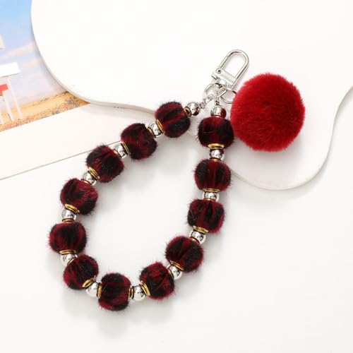 Wambere 1 Stück Handykette,Handykette mit Plüschkugeln und Perlen,Universal Handy Anhänger Handyzubehör Handyanhänger Mobiltelefonkette Handy Charm Kette,Für Tasche Schlüsselanhänger,Weinrot Wambere 1 Stück Handykette,Handykette mit Plüschkugeln und Perlen,Universal Handy Anhänger Handyzubehör Handyanhänger Mobiltelefonkette Handy Charm Kette,Für Tasche Schlüsselanhänger,Weinrot von Wambere