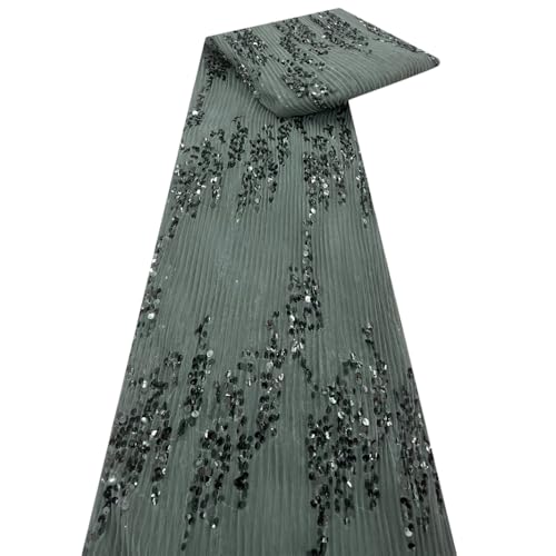 Wambere 1 Yard x 130 cm Tüllstoff Glitzer Dekostoff Mit Pailletten Meterware Paillettenstoff Glitzernder Stoff Tüll Dekostoff Nähstoff für Kleiderparty Hochzeit Tutu-Röcke DIY Bekleidung,B,Graugrün von Wambere
