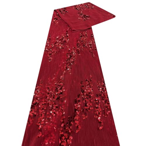 Wambere 1 Yard x 130 cm Tüllstoff Glitzer Dekostoff Mit Pailletten Meterware Paillettenstoff Glitzernder Stoff Tüll Dekostoff Nähstoff für Kleiderparty Hochzeit Tutu-Röcke DIY Bekleidung,B,Weinrot von Wambere