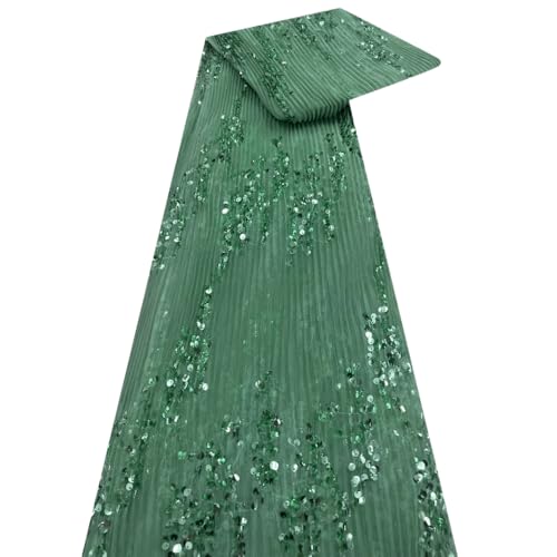 Wambere 1 Yard x 130 cm Tüllstoff Glitzer Dekostoff Mit Pailletten Meterware Paillettenstoff Glitzernder Stoff Tüll Dekostoff Nähstoff für Kleiderparty Hochzeit Tutu-Röcke DIY Bekleidung,Grün von Wambere