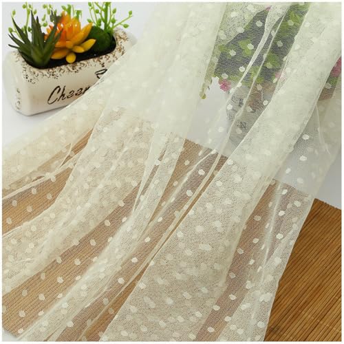 Wambere 1 m Tüllstoff Breit 160cm Tüllstoff Punkten Spitze Tüllstoff Tüll Dekostoff Netzgewebe MeshStoff Spitzenstoff Bekleidungsstoff Tülldekoration für DIY Nähen Kleidungsdekoration,Creme von Wambere