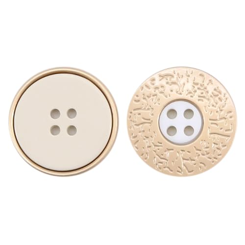 Wambere 10 Stück 25mm Runde Knöpfe Metallknöpfe Zierknöpfe 4 Löcher Knöpfen Hemdknöpfe Bastelknöpfe Mantelknöpfe Anzugknöpfe Dekorative Knöpfe für Nähen DIY Kunsthandwerk Kleidungsdekoration,Beige von Wambere