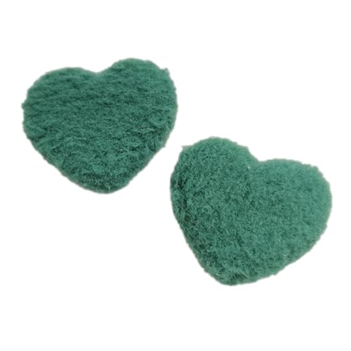 Wambere 10 Stück 4.5cm x 4cm Plüsch Herzförmig Patches Gestrickte Herz Gestickte Applikationen zum Aufnähen für DIY Kunsthandwerk Kopfbedeckung Haarschmuck Tasche Kleidungsdekoration,Grün von Wambere