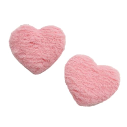 Wambere 10 Stück 4.5cm x 4cm Plüsch Herzförmig Patches Gestrickte Herz Gestickte Applikationen zum Aufnähen für DIY Kunsthandwerk Kopfbedeckung Haarschmuck Tasche Kleidungsdekoration,Rosenrot von Wambere