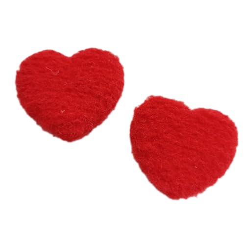 Wambere 10 Stück 4.5cm x 4cm Plüsch Herzförmig Patches Gestrickte Herz Gestickte Applikationen zum Aufnähen für DIY Kunsthandwerk Kopfbedeckung Haarschmuck Tasche Kleidungsdekoration,Rot von Wambere