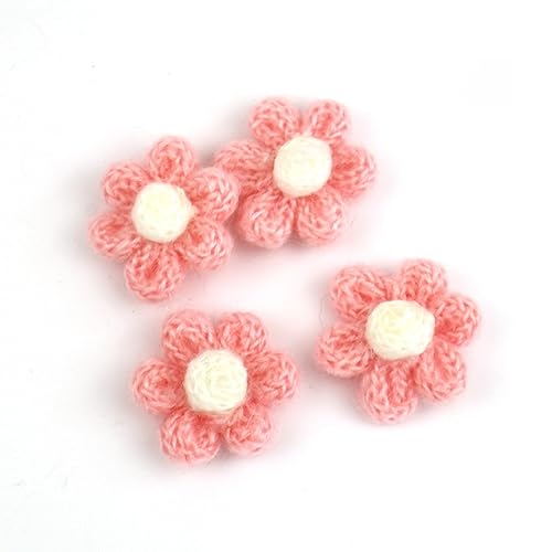 Wambere 10 Stück Blumen Patches Gestrickte Blümchen Gestickte Applikationen zum Aufnähen für DIY-Handyhüllen-Zubehör zum Aufhängen als Ornament,Kleidung T-Shirt Rucksack Hoodies Schuhe,Rosa A von Wambere