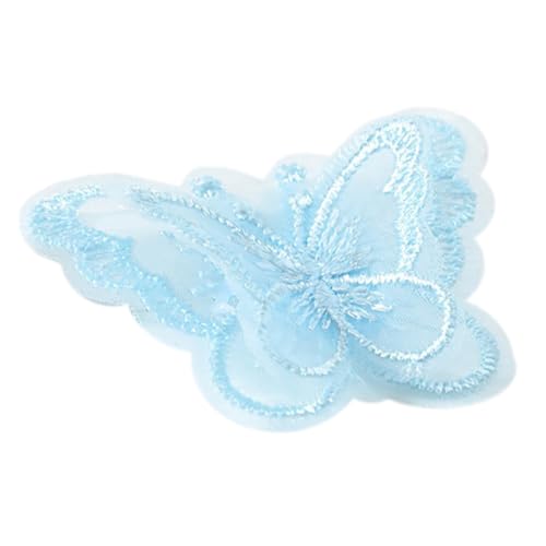 Wambere 10 Stück Doppelschichtiger Organza Stickerei Schmetterling Patches Spitze Schmetterling Applikationen zum Aufnähen für DIY Kunsthandwerk Haarschmuck Hochzeit Kleiderdekoration,Blau von Wambere
