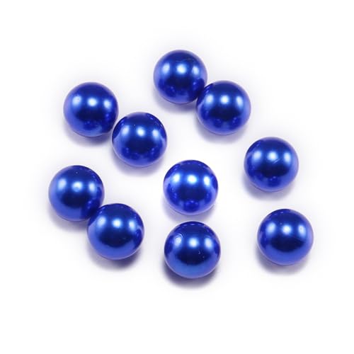 Wambere 100 Stück 10mm Perlen Perlen Kunstperle Runde Perlen Glasperlen Runde Schmuckperlen lose Perlen für die Schmuckherstellung Kleidung Halsketten Armbänder DIY,Blau von Wambere