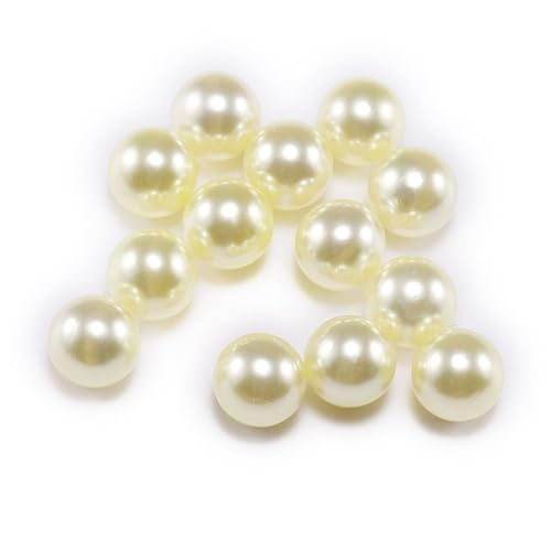 Wambere 100 Stück 10mm Perlen Perlen Kunstperle Runde Perlen Glasperlen Runde Schmuckperlen lose Perlen für die Schmuckherstellung Kleidung Halsketten Armbänder DIY,Hellgelb von Wambere