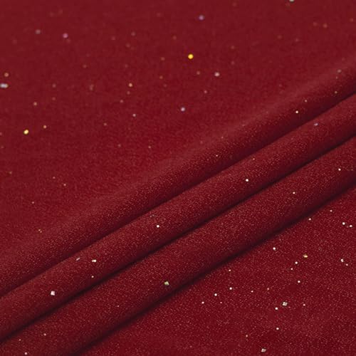 Wambere 100cm x 150cm Tüll Stoff Meterware Glitzer Pailletten Tüllstoff Tüll Dekostoff Tulle Fabric Bastel Tüll für Nähen DIY Kunsthandwerk Kleidung Hochzeit Party Hintergrund Dekorieren,Weinrot von Wambere