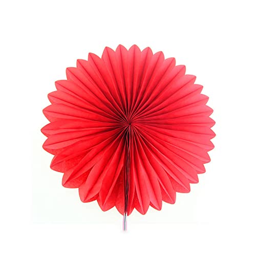 Wambere 12 Stück Papier Fächer Dekoration Hanging Girlande Blumen Papierfächer Party Deko Set,Hängende Deko für Hochzeit Geburtstag Tea Party Tischdeko Classroom Baby Shower Backdrop Garland,25cm Rot von Wambere