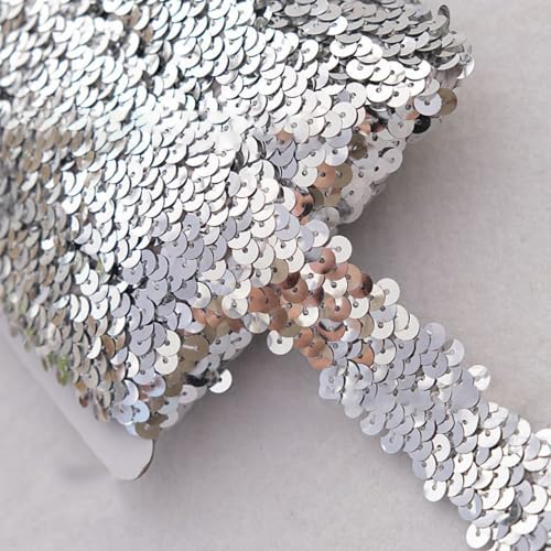 Wambere 13 m x 3cm Paillettenspitze,Paillettenbesetztes Gummiband,Stretch-Paillettenband,Glänzendes Geflochten Zierband Dekoband Paillettenbänder Geschenkband Bortenband für DIY NäHen Handwerk,Silber Wambere 13 m x 3cm Paillettenspitze,Paillettenbesetztes Gummiband,Stretch-Paillettenband,Glänzendes Geflochten Zierband Dekoband Paillettenbänder Geschenkband Bortenband für DIY NäHen Handwerk,Silber von Wambere