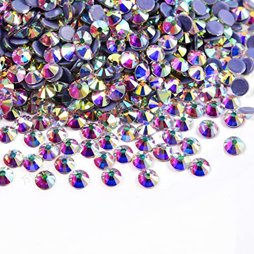 Wambere 1440 Stück Hotfix Strasssteine, Kristalle Flacher Rückseite Strasssteine Glas Glitzersteine Nagelkunst Edelsteine Runde Diamant,Hotfix Kristall Runde Edelsteine 1.9-2mm,Bunt von Wambere