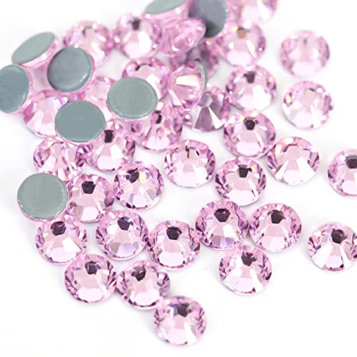 Wambere 1440 Stück Hotfix Strasssteine, Kristalle Flacher Rückseite Strasssteine Glas Glitzersteine Nagelkunst Edelsteine Runde Diamant,Hotfix Kristall Runde Edelsteine 1.9-2mm,Rosa von Wambere