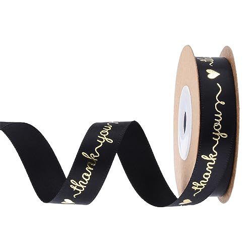 Wambere 15mm x 10 Yards Schwarz Geschenkband Schleifenband mit den Buchstaben Thank You,Satin Bänder Stoffband Dekoband für Hochzeit Deko Party Weihnachten Taufe Geburtstag Geschenkverpackung Wambere 15mm x 10 Yards Schwarz Geschenkband Schleifenband mit den Buchstaben Thank You,Satin Bänder Stoffband Dekoband für Hochzeit Deko Party Weihnachten Taufe Geburtstag Geschenkverpackung von Wambere
