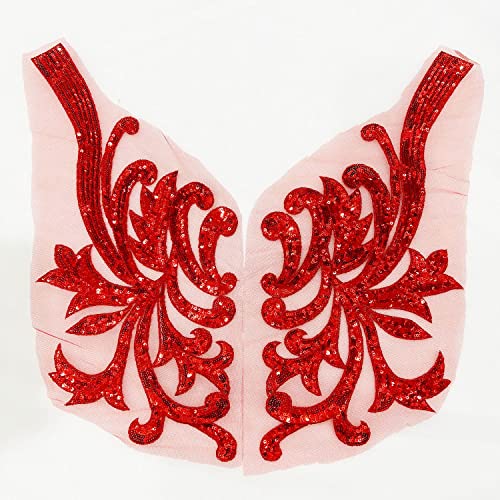 Wambere 2 Paar Stickerei-Ausschnitt, Spitzenapplikation Applikation Spitze Kragen Blume Spitze Patches Nähen Spitze Stoff für DIY Bräute Kleid Applikation Spitze Kleid Zubehör,Rot Wambere 2 Paar Stickerei-Ausschnitt, Spitzenapplikation Applikation Spitze Kragen Blume Spitze Patches Nähen Spitze Stoff für DIY Bräute Kleid Applikation Spitze Kleid Zubehör,Rot von Wambere