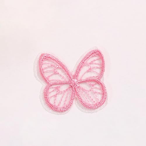 Wambere 20 Stickerei Nähen Spitze Applikationen Stickerei Schmetterling Patch,Schmetterling Stickpatches Organza Lace Appliques für Reparieren Dekorieren von Kleider Nähen Handwerk,Rosa von Wambere