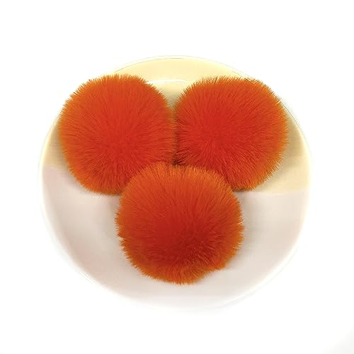 Wambere 20 Stück 7cm Pompons zum Basteln,Pompon Kunstfell Bommel Plüschbälle mit Elastischer Schlaufe,für DIY Kunsthandwerk Haarschmuck Hochzeiten Geburtstage Weihnachten Dekorationen,Orange B von Wambere