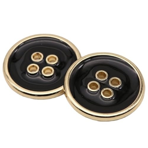 Wambere 20 Stück Knöpfe 15mm Metallknöpfe 4 Loch Knöpfe Bastelknöpfe Runde Hemdknöpfe Zierknöpfe Mantelknöpfe Windjackenknöpfe Pulloverknöpfe Anzugknöpfe für DIY Kleidungsdekoration,Schwarz Gold von Wambere